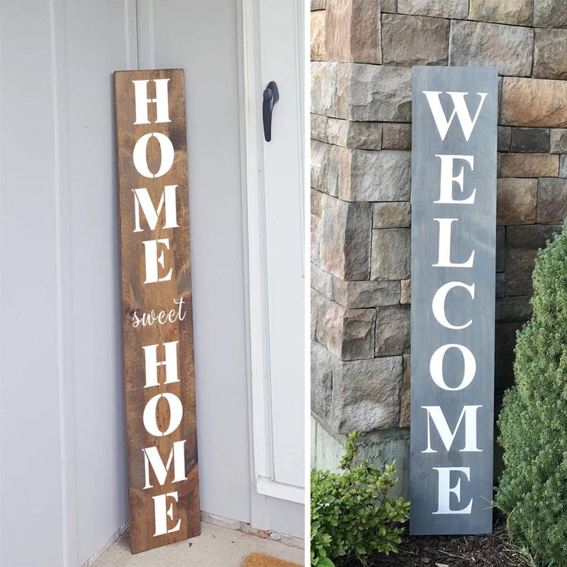 REOLAN Welcome and Home Sweet Home Stencil - 18 Pack Large Vertical Welcome Home Sweet Home Sign Stencils Templates for Painting on Wood, Reusable Letter Stencils for Porch Signs & Front Door Decorations - Image 3